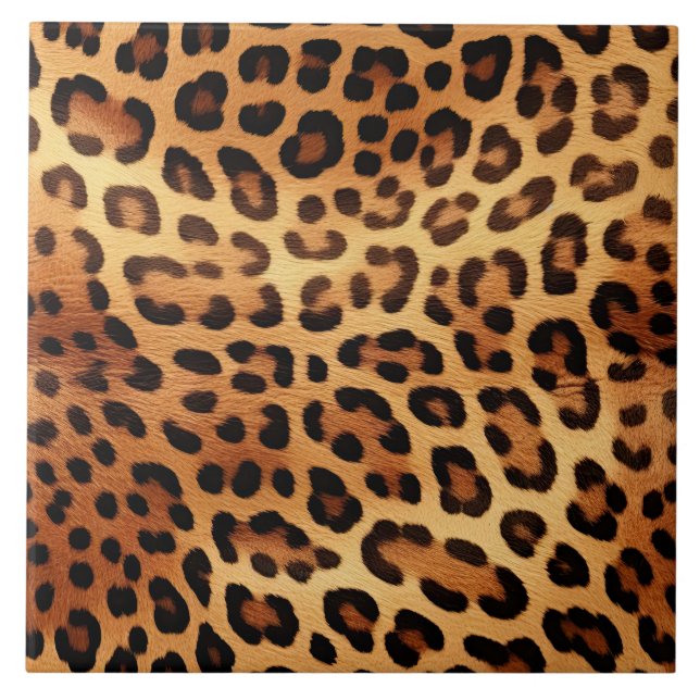 Brown Black Golden Leopard Skriv ut Kakelplatta (Framsidan)