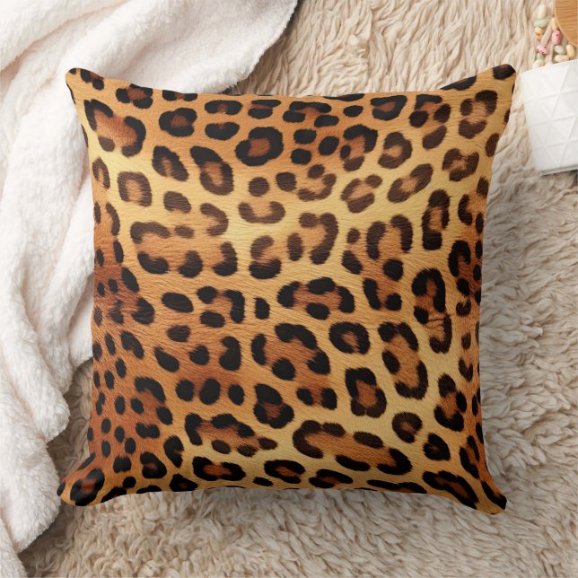 Brown Black Golden Leopard Skriv ut Kudde (Filt)