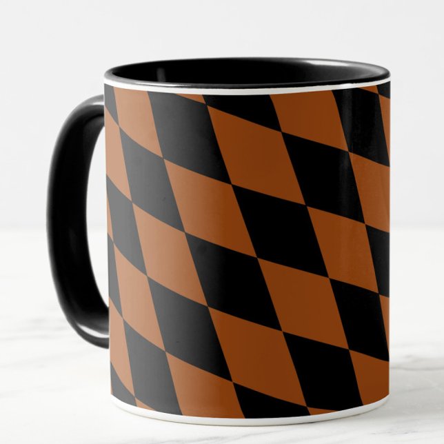 Brown Black Harlequin Diamonds Checkers Design  Mugg (Skapare uppladdad)
