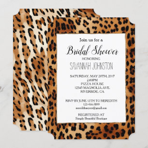 Brown Black Leopard Animal Print Inbjudningar
