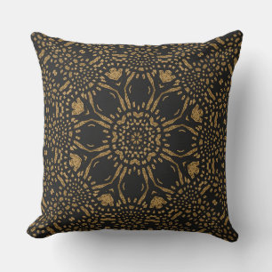 Brown Black Leopard Mandala Dekorativ kudde