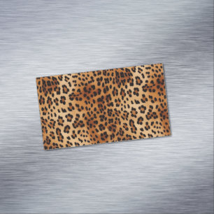 Brown Black Leopard Print Magnetiska Visitkort
