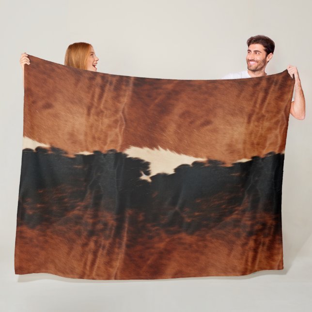 Brown Black Southwest Faux Cowhide Fleecefilt (På plats)