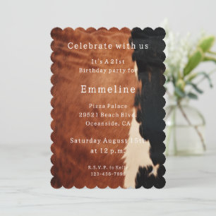 Brown Black Southwest Faux Cowhide Inbjudningar