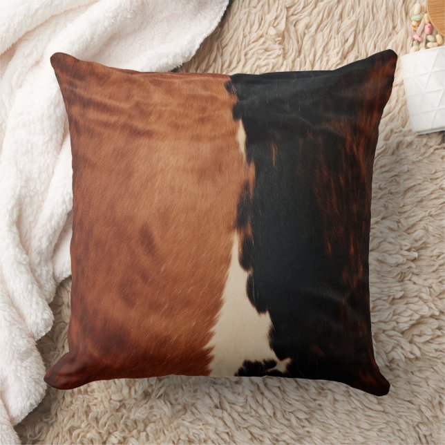 Brown Black Southwest Faux Cowhide Kudde (Filt)