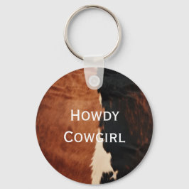 Brown Black Southwest Faux Cowhide Nyckelring