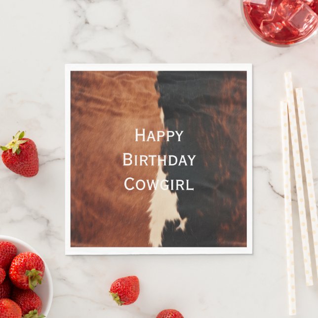 Brown Black Southwest Faux Cowhide Pappersservett (Insitu)