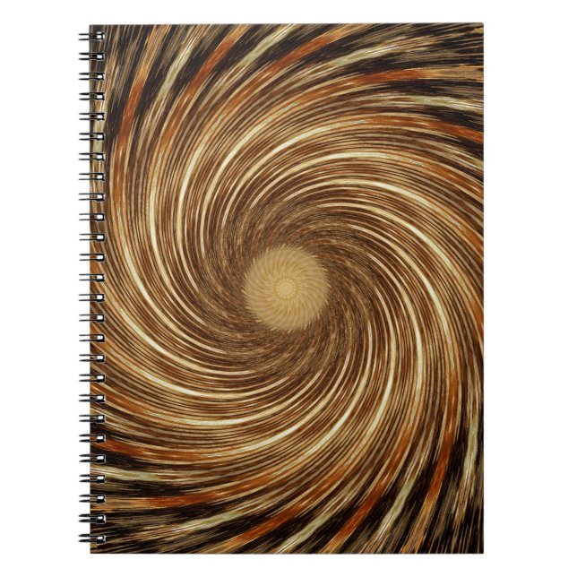 Brown Black Spiral Wave Kaleidoscope Art Anteckningsbok Med Spiral (Framsidan)
