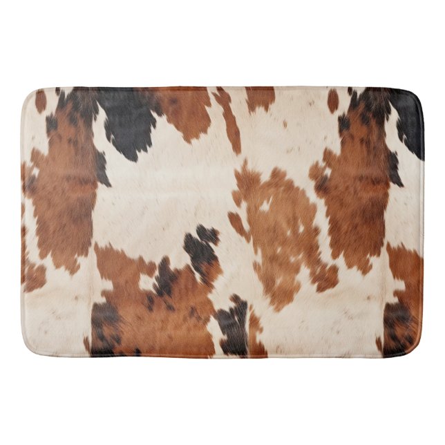 Brown Black White Cowhide Badrumsmatta (Framsidan)