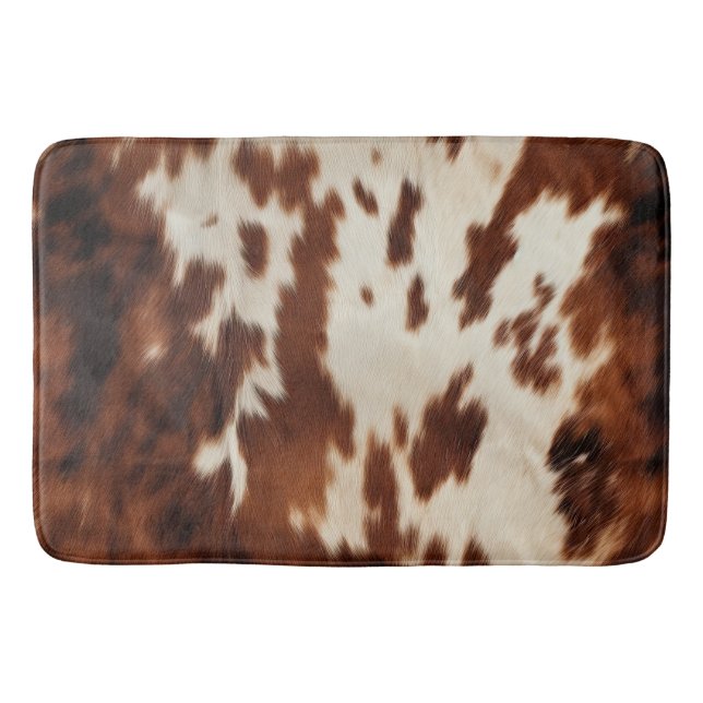 Brown Black White Cowhide Badrumsmatta (Framsidan)