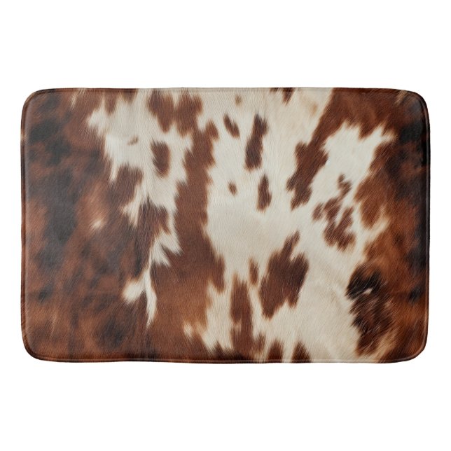 Brown Black White Cowhide Badrumsmatta (Framsidan)