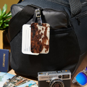 Brown Black White Cowhide Bagagebricka