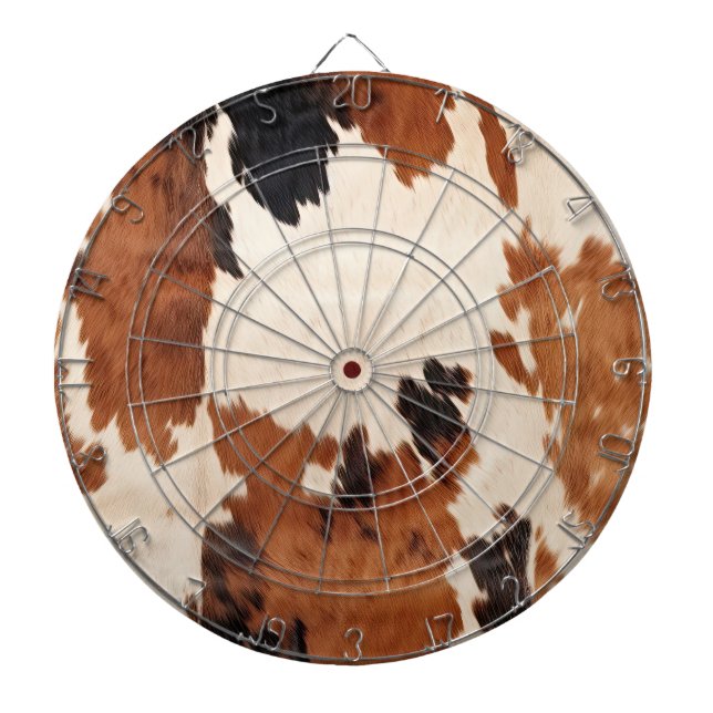 Brown Black White Cowhide Darttavla (Framsidan)