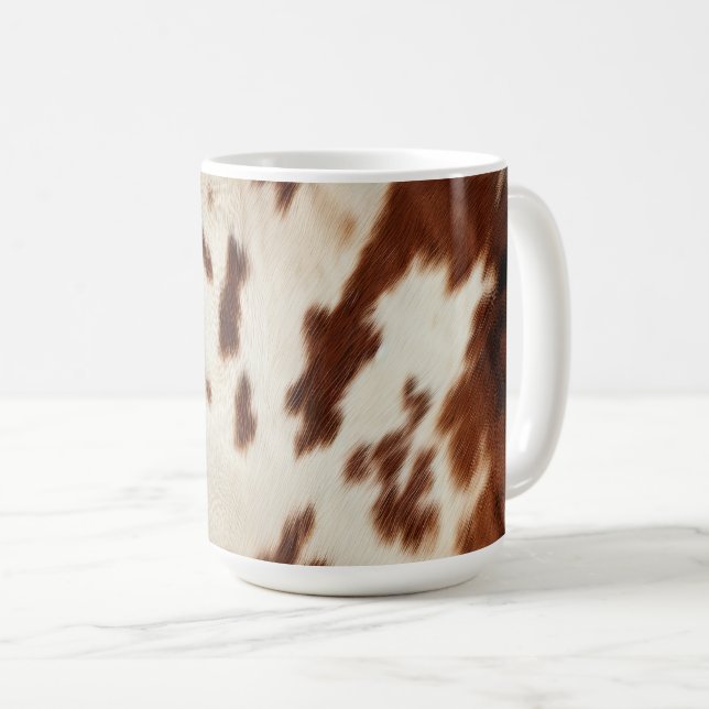 Brown Black White Cowhide Kaffemugg (Framsida höger)