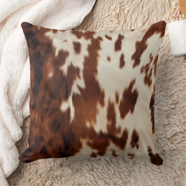 Brown Black White Cowhide Kudde (Filt)