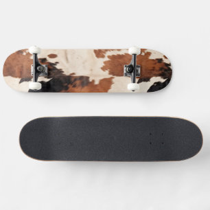 Brown Black White Cowhide Mini Skateboard Bräda 18,5 Cm