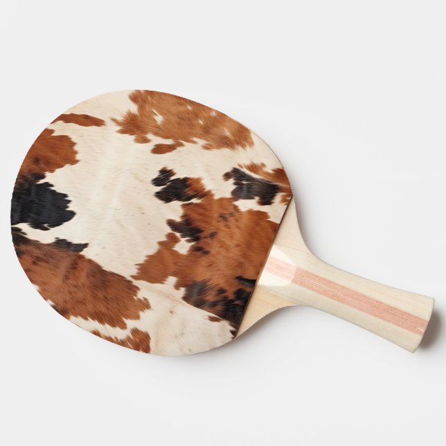 Brown Black White Cowhide Pingisracket (Sidan)