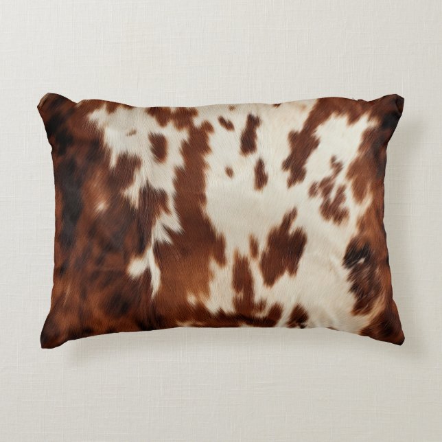Brown Black White Cowhide Prydnadskudde (Framsidan)