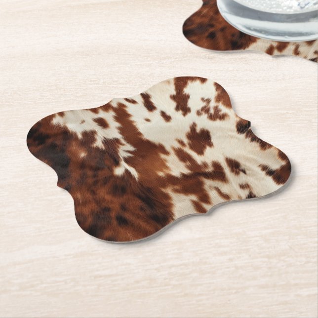 Brown Black White Cowhide Underlägg Papper (Vinklad)