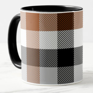 Brown Black White Twill Gingham Design Mugg