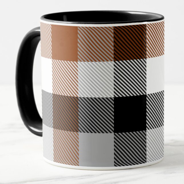 Brown Black White Twill Gingham Design Mugg (Skapare uppladdad)
