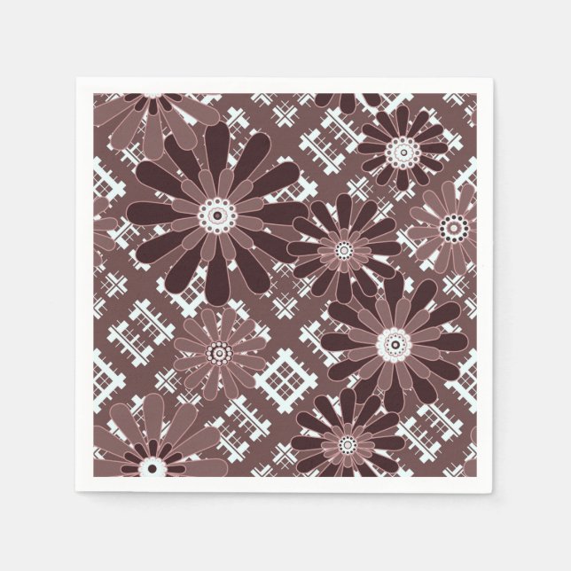 Brown, blomman mönster pappersservett (Framsidan)