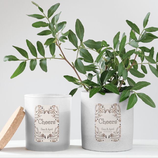 Brown Blommigt Bröllop Theme Mat Etikett (Stickers to stick on your return gifts or stationery )