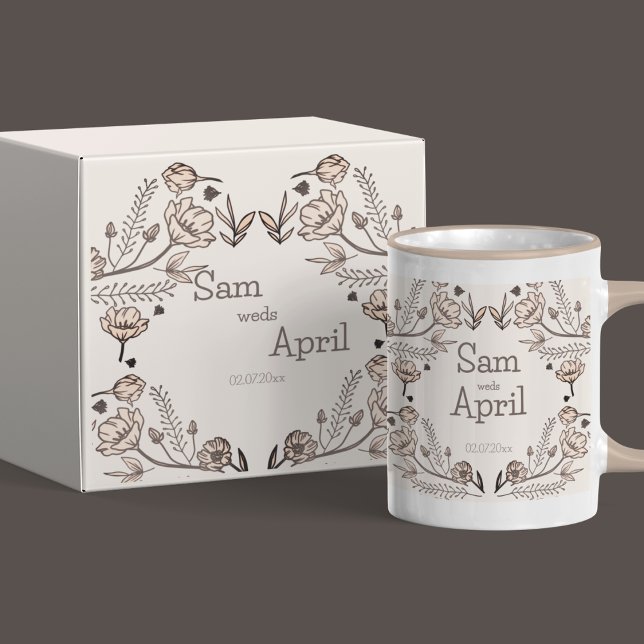 Brown Blommigt Bröllop Theme Presentaskar (Return gift box with your names which make your guests remember you)