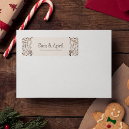 Brown Blommigt Bröllop Theme Returadress Etikett