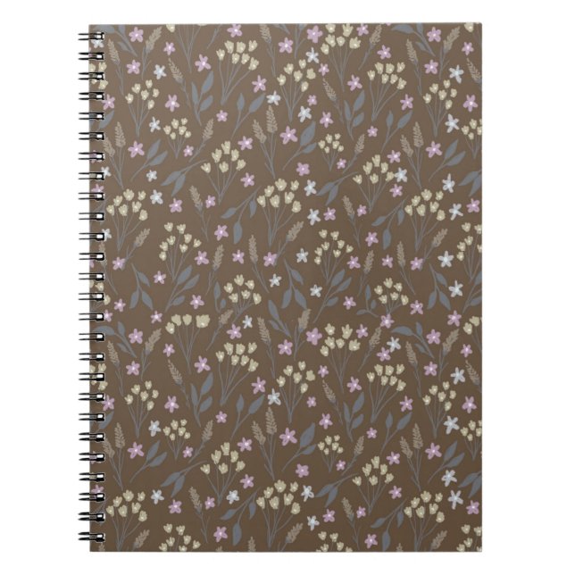 Brown blommigt journal anteckningsbok (Framsidan)