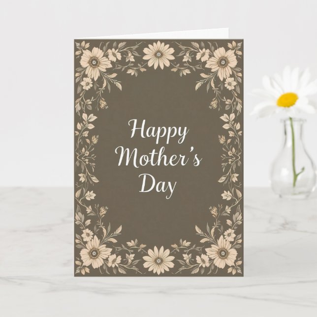 Brown Blommigt Ram Mors dag Mamma Kort (Liten växt)