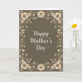 Brown Blommigt Ram Mors dag Mamma Kort