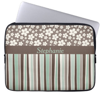 Brown Blommigt Rand Personlig Laptop sleeve