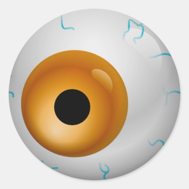 Brown Bloodshot Zombie Eyeball Halloween Runt Klistermärke (Framsida)