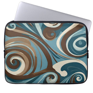 Brown, Blue, and Cream Abstract Laptop Fodral