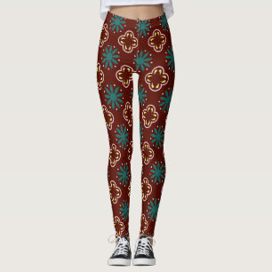 Brown Blue Mönster Leggings