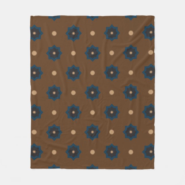 Brown Blue Rub El Hizb Mönster Fleecefilt (Framsidan)