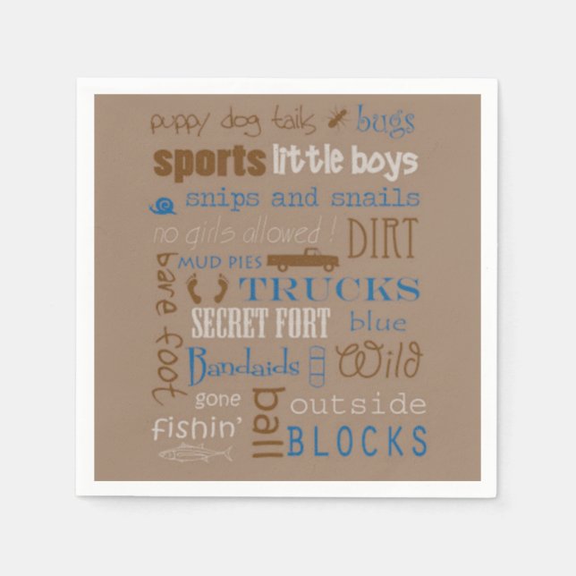 Brown Blue Snipe och Snigel Boy Shower Pappersservett (Framsidan)