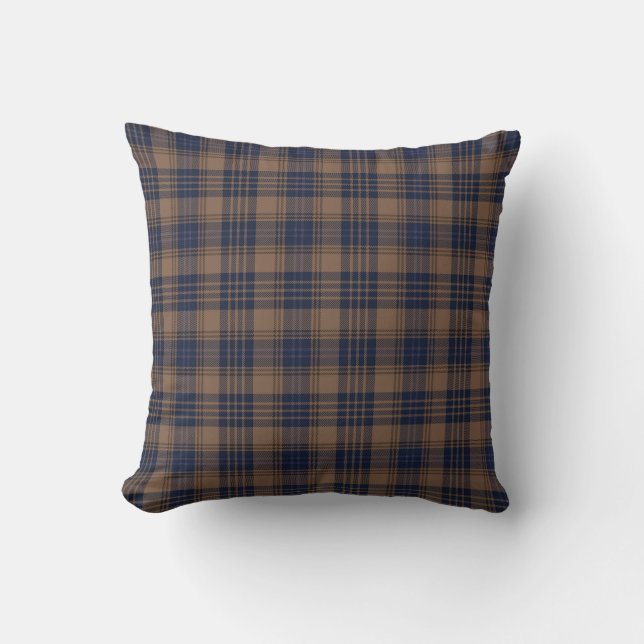 Brown Blue Tartan Play Rustic Mönster Kudde (Framsida)