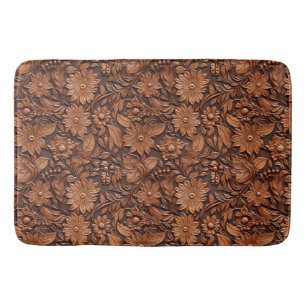 Brown Boho Blommigt Badrumsmatta