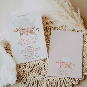  Brown Boho Blommigt Tea Party Möhippa Inbjudningar