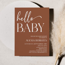 Brown Boho Bohemian Hej Baby Baby Shower