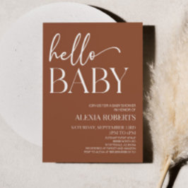Brown Boho Bohemian Hej Baby Baby Shower Inbjudningar
