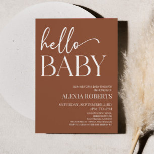 Brown Boho Bohemian Hej Baby Baby Shower Inbjudningar