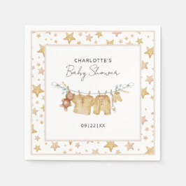 Brown Boho Clothesline Baby Shower Napkins Pappersservett