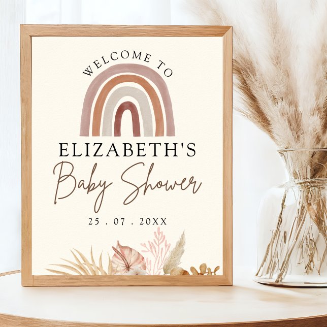 Brown Boho Rainbow Baby Shower Party Poster (Skapare uppladdad)