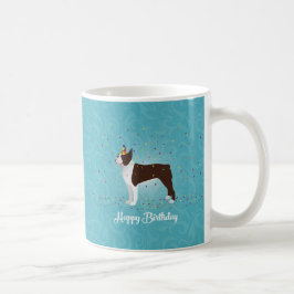 Brown Boston Terrier Birthday Design Kaffemugg