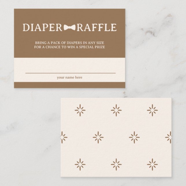 Brown Bow Tie Diaper Raffle Tilläggskort (Fram/baksida)