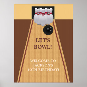 Brown Bowling Födelsedagsfest Poster