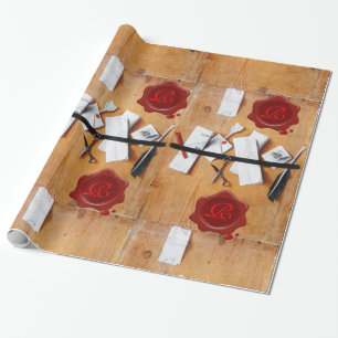 BROWN BREV HOLDER I TROD, RED VAX SEAL MONOGRAM PRESENTPAPPER
